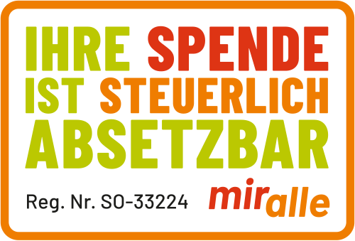 Spenden an miralle steuerlich absetzbar.